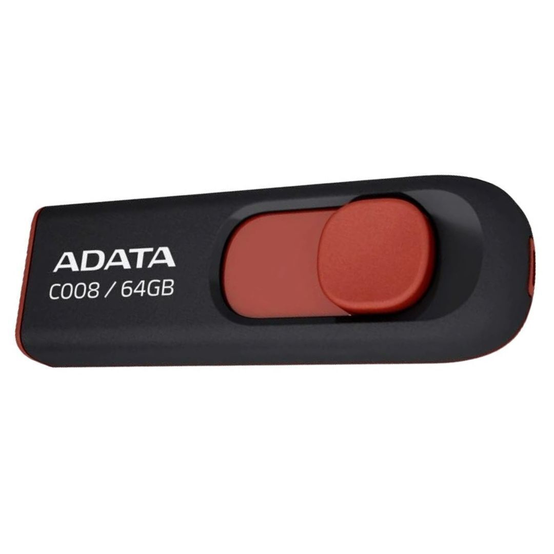 ADATA 64GB USB 2.0 Retractable Capless Flash Drive Red