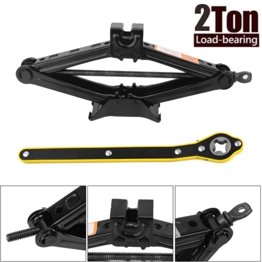 2 Ton Scissor Jack w/ Ratchet Wheel Lug Wrench Speed Handle for Car Van Lift