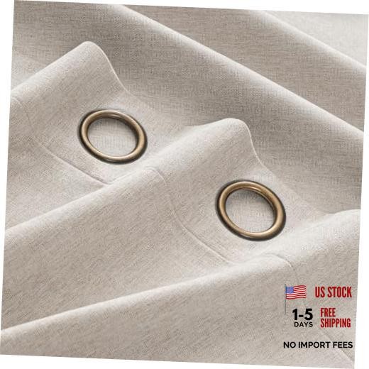 100% Blackout Curtains for Bedroom, Luxury 52"W x 84"L (Pack of 2) Light Beige