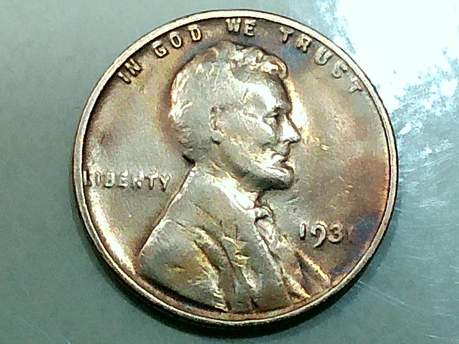 1931 us copper penny - (error) WDDR-001 - rb - 3.0 gr. -good stamp & rim -bright