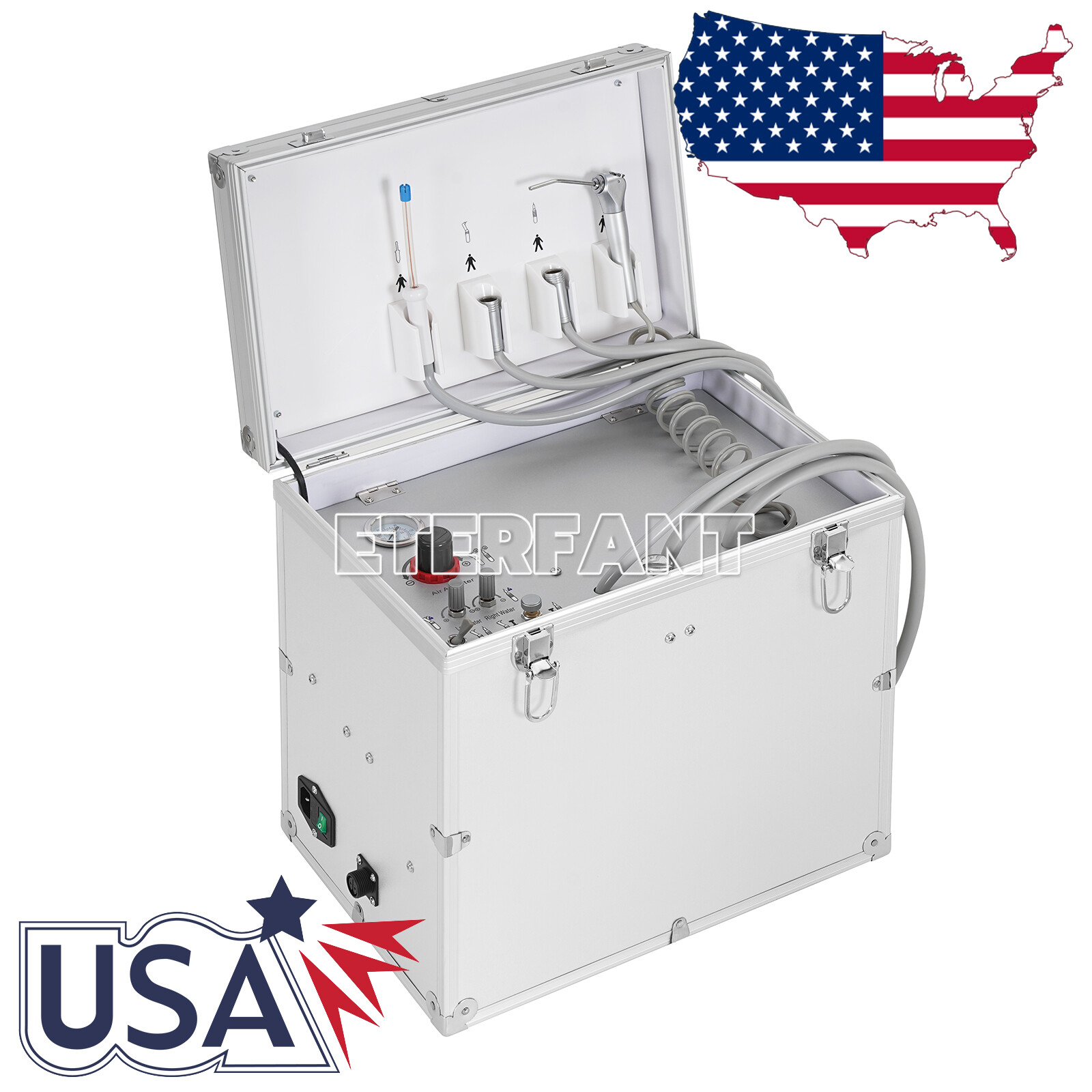 Portable Dental Mobile Delivery Unit System Air Compressor Syringe Suction 4Hole