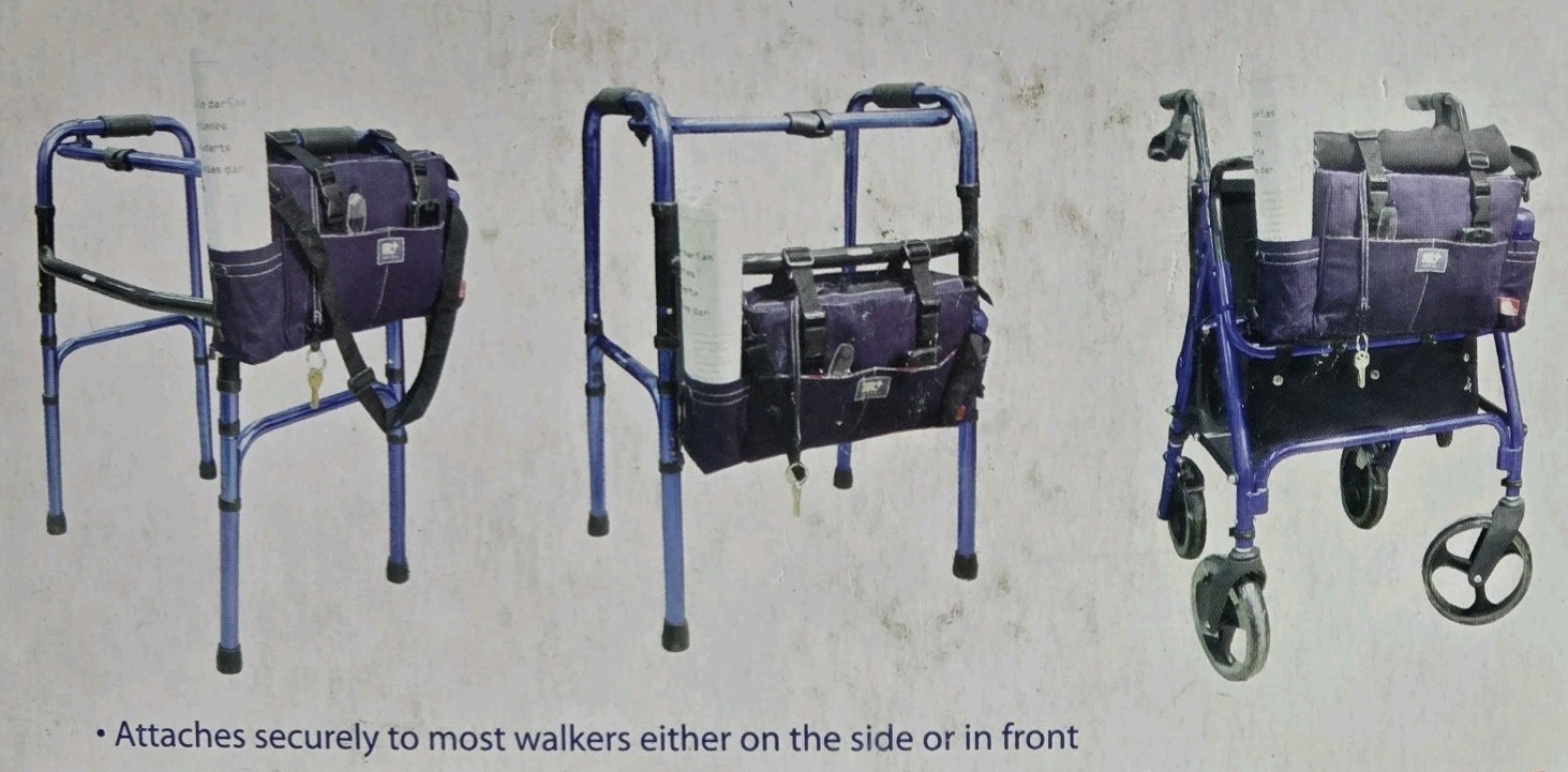 Walker Tote Bag w Cup Holder Key Ring Pockets Folding Storage Basket Zip Close