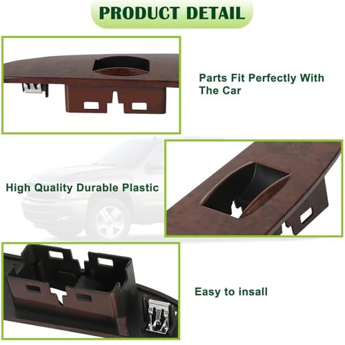 Window Switch Bezel Cover Rear Left Rear Left Fit for 2007-2014 Gaston Walnut