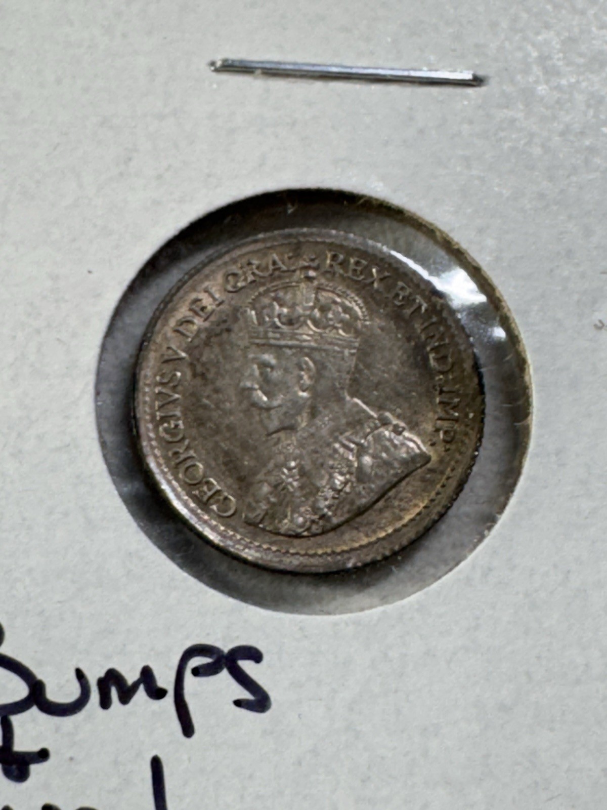 1920 Canada 5 Cents Silver Coin Cleaned & Rim Bumps