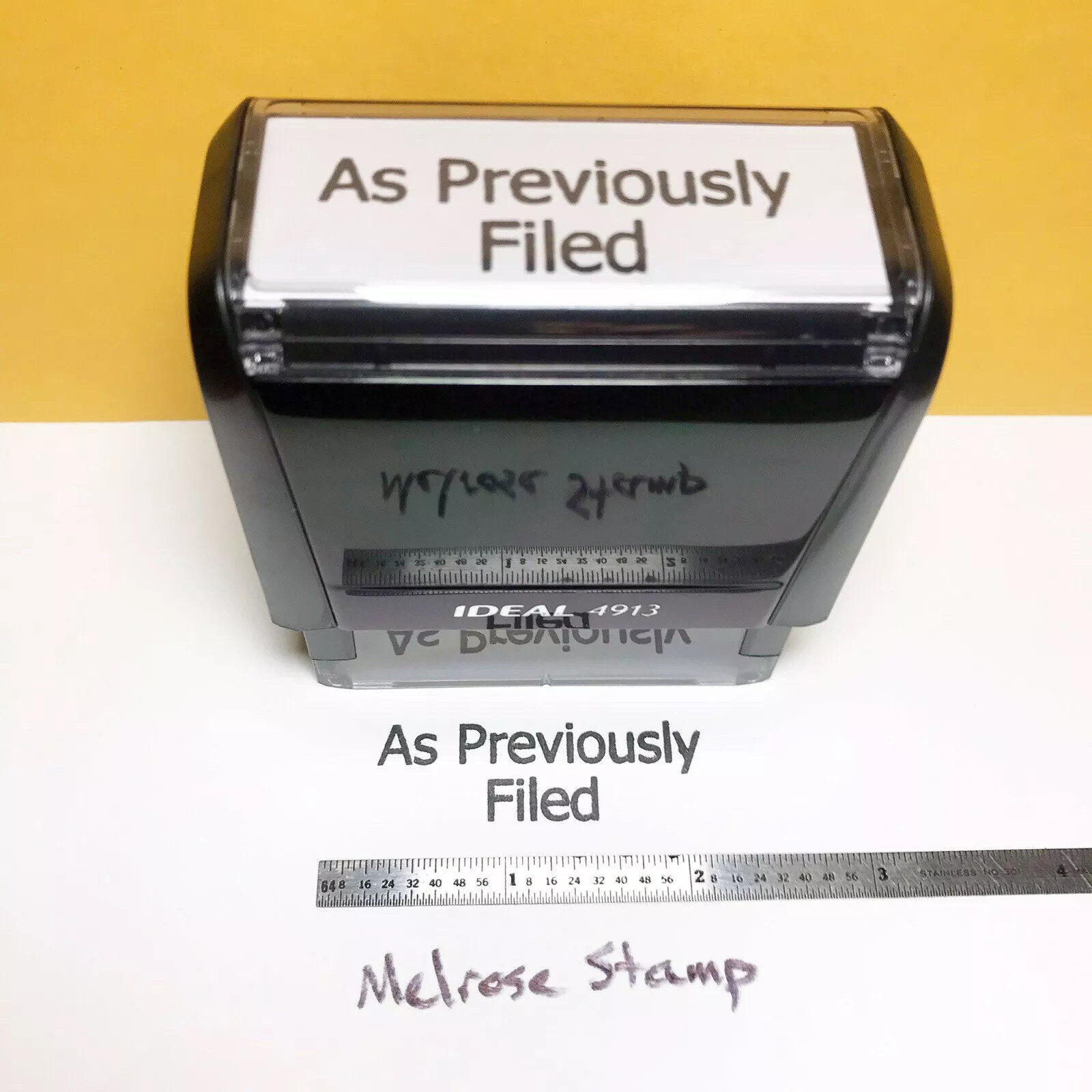 As Previously Filed Rubber Stamp Black Ink Self Inking Ideal 4913