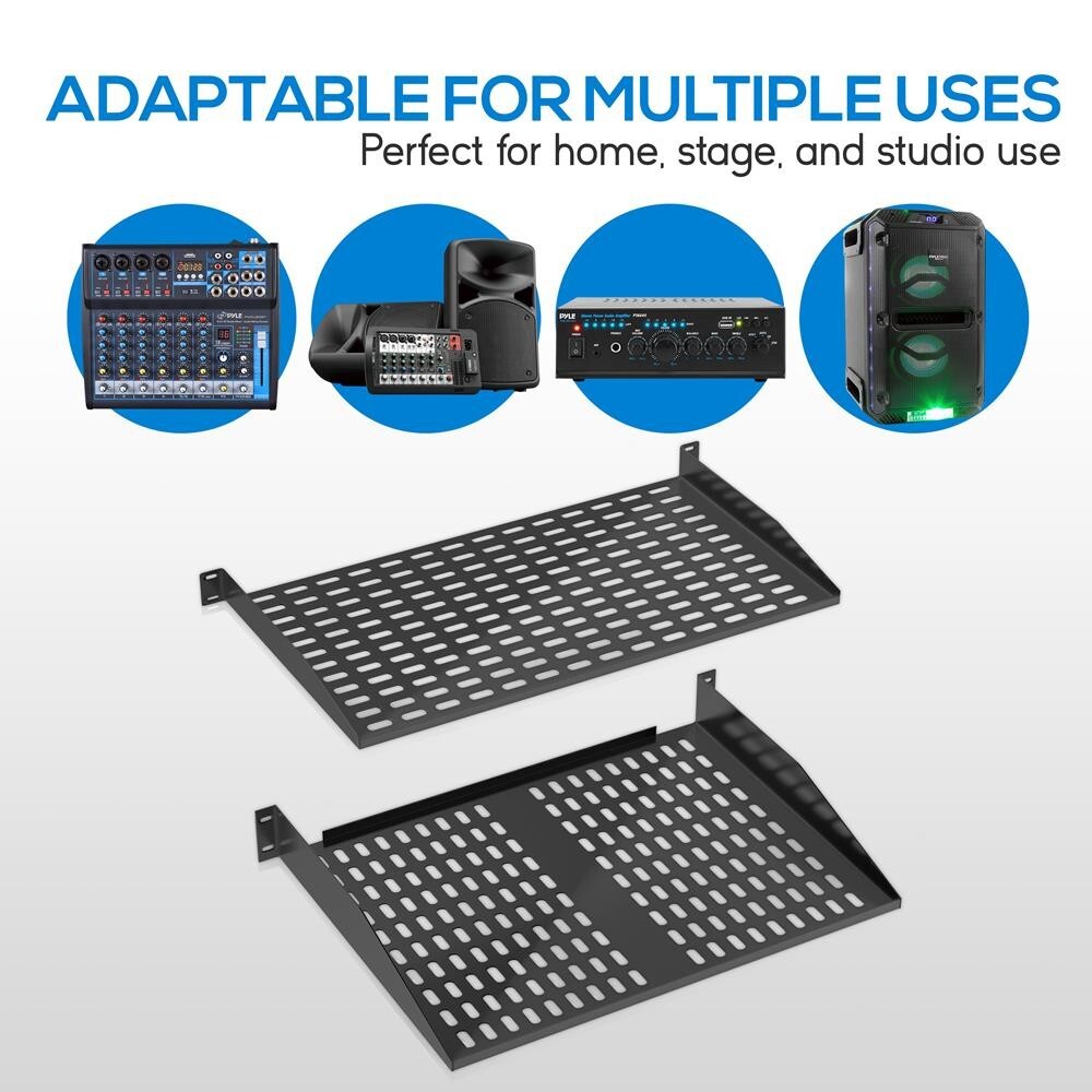 Pyle 2U 19in Wall Mount Server Rack Shelves - Universal Device Mounting Tray