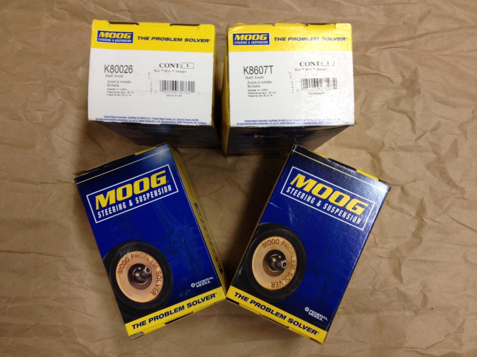 Moog, K8607T, K80026, Ford, Super Duty, 7.3L, Upper, Lower, Ball Joint, Set