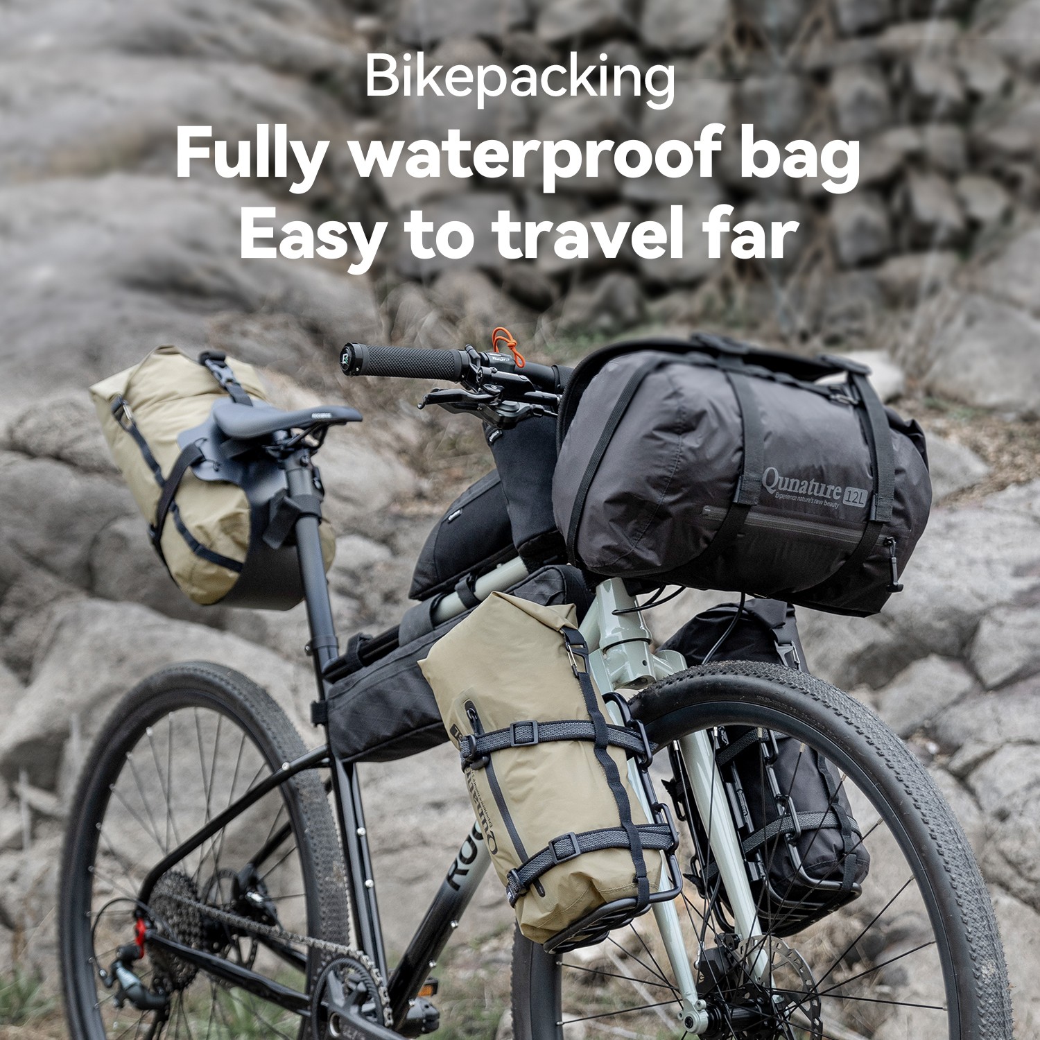Qunature Long Bike Trip Bag Bikepacking Compression Bag Lightweight Waterproof