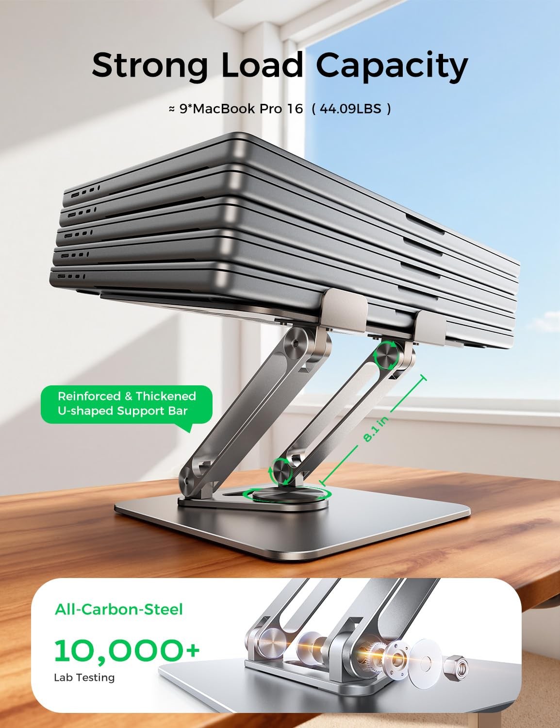 Adjustable Laptop Stand for Desk, 360° Rotating Foldable Protable Laptop Rise...