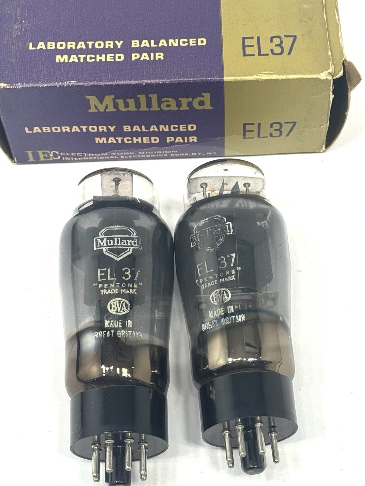 Mullard EL37 Matched Pair Vacuum Tubes Excellent Test G2U