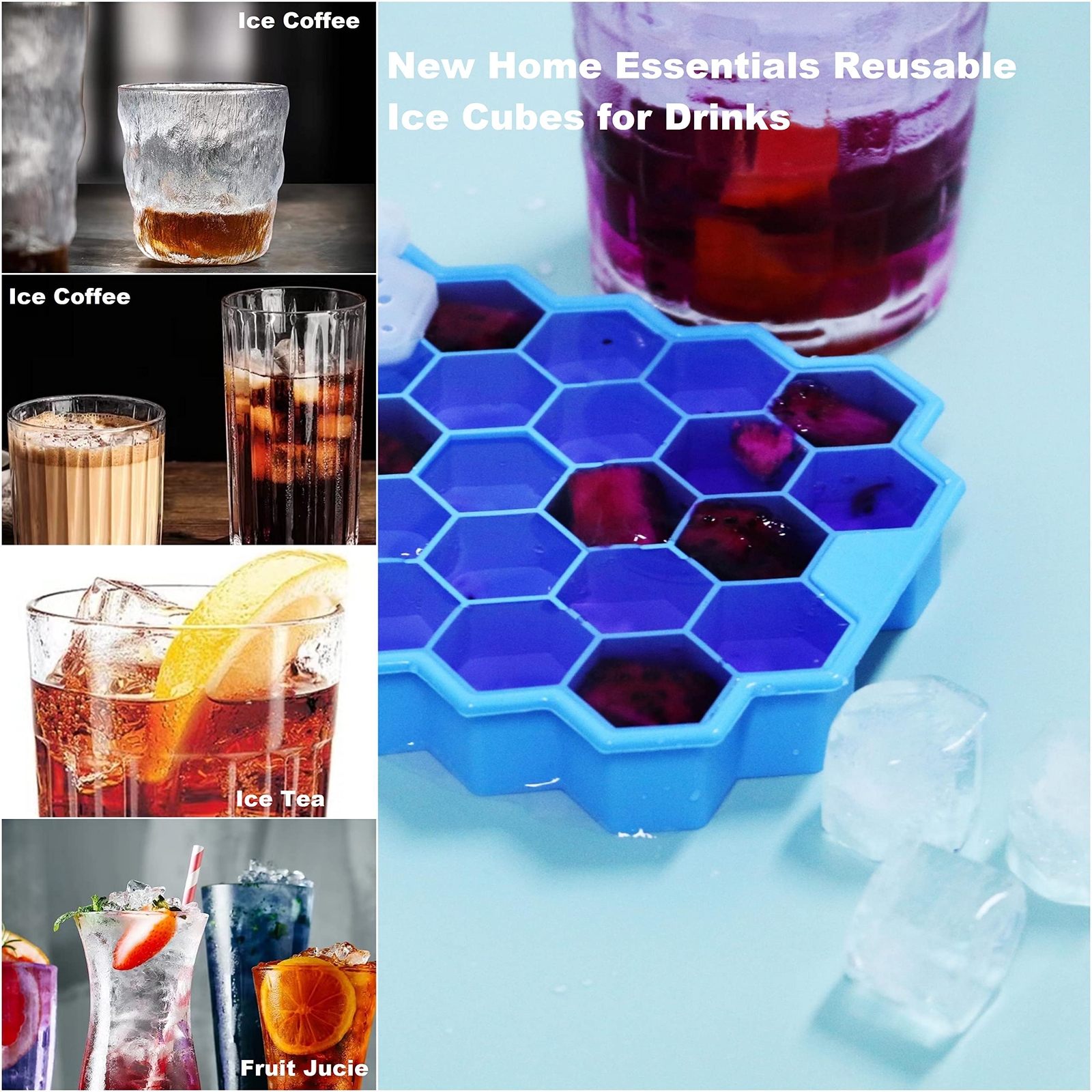 Ice Cube Trays for Freezer with Lid, Silicone Ice Cube Tray Ice Maker, 3 Packs