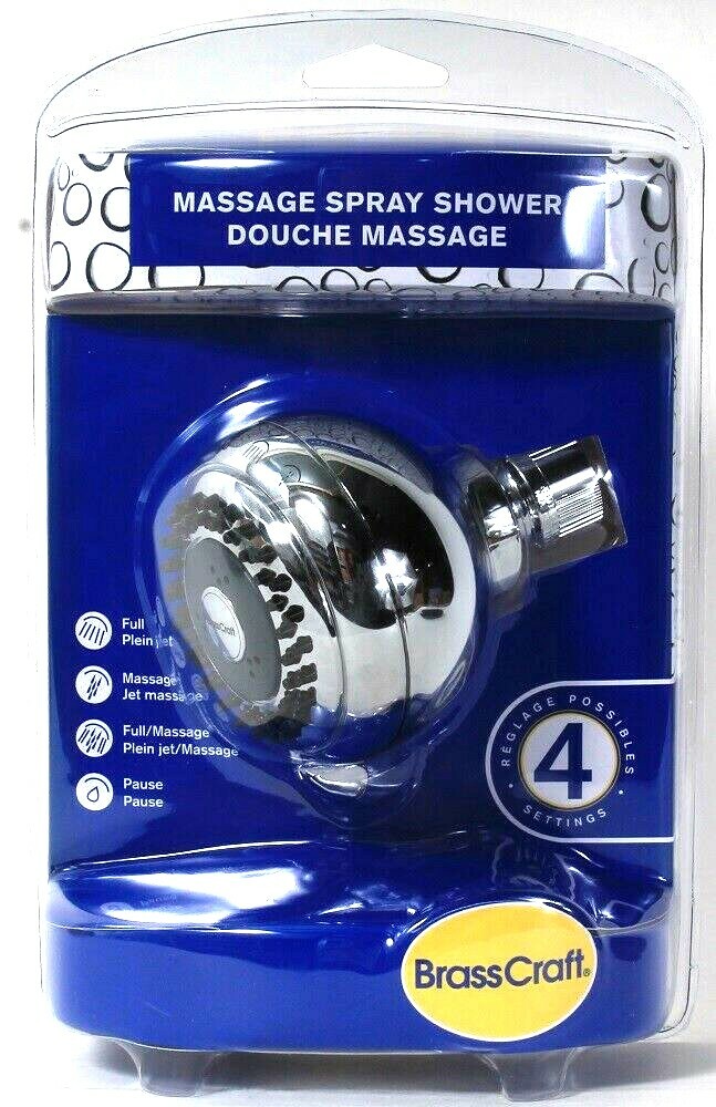 1 Ct BrassCraft Massage Spray Shower Chrome 4 Settings Full &/Or Massage Pause