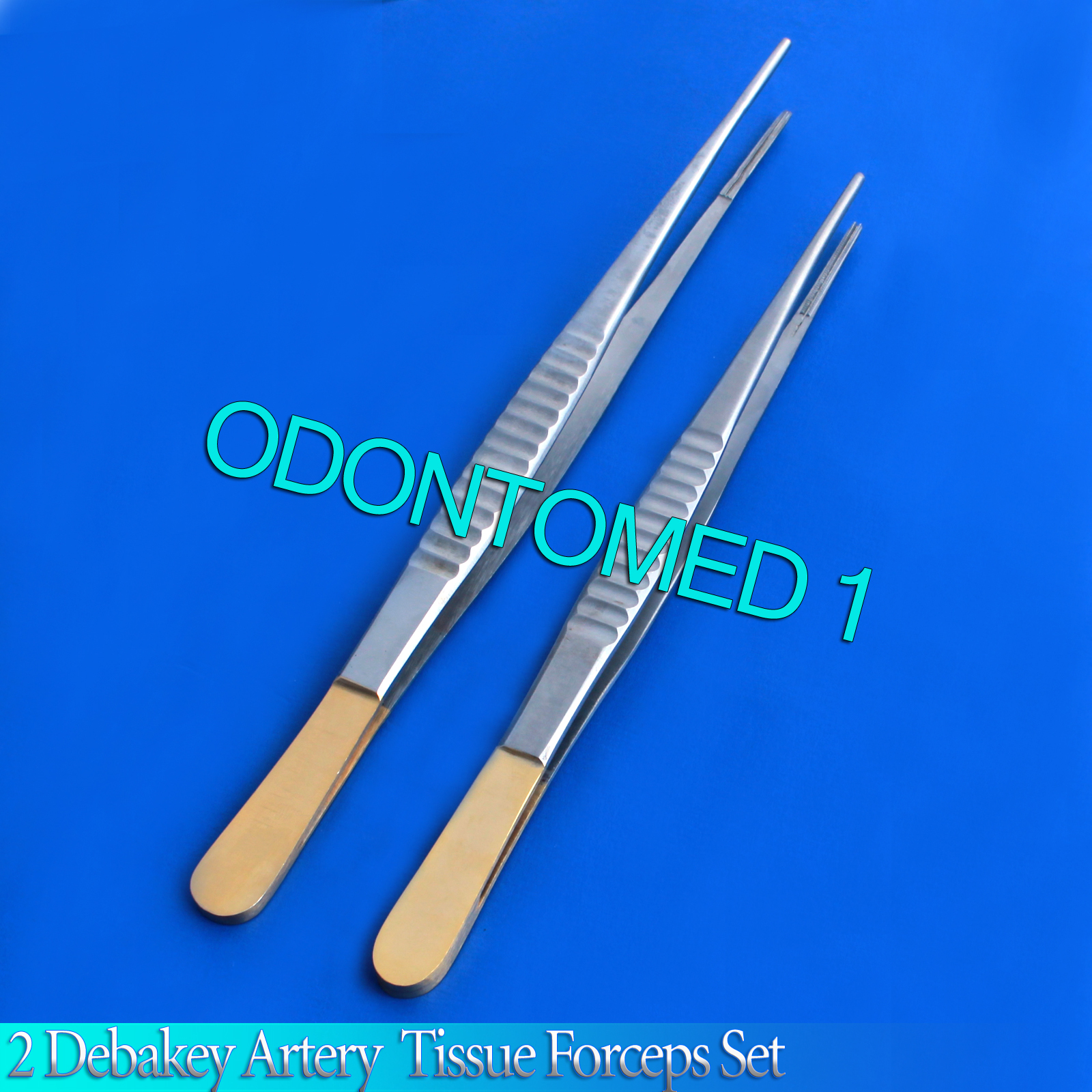 2 Debakey Atraumatic Tissue Gold Handle Forceps 7"+8" Surgical Instruments