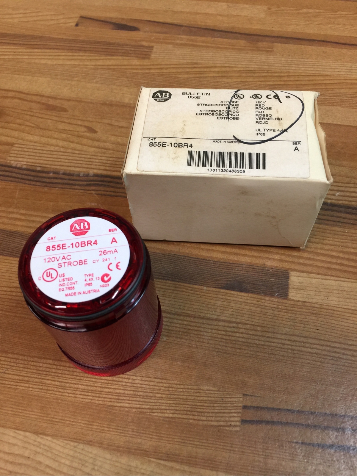 NEW ALLEN-BRADLEY 855E-10BR4 50MM STACK LIGHT RED STROBE LIGHT MODULE 120VAC