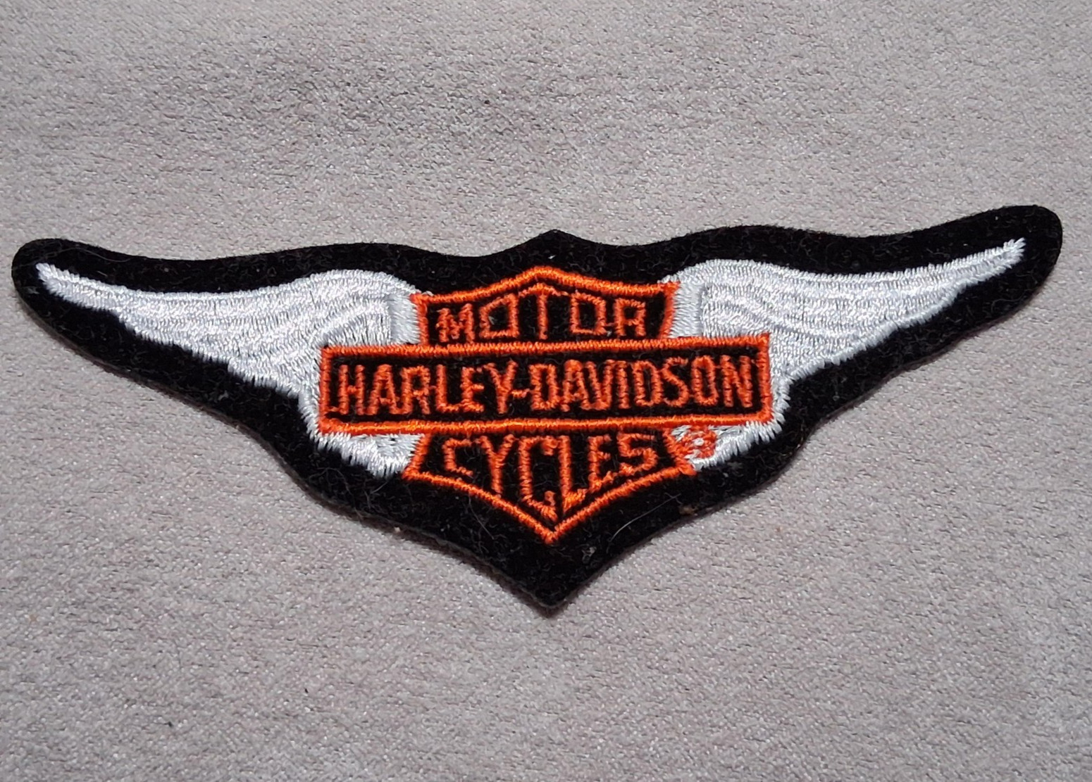Harley-Davidson Wings Patch Black White Orange Motorcycle Logo Embroidered