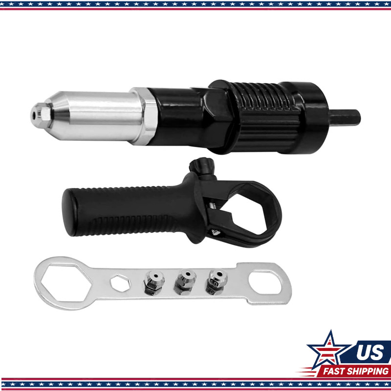 Pop Rivet Gun Adapter Kit Cordless Drill, 4 Threaded Heads 2.4/3.2/4.0/4.8mm