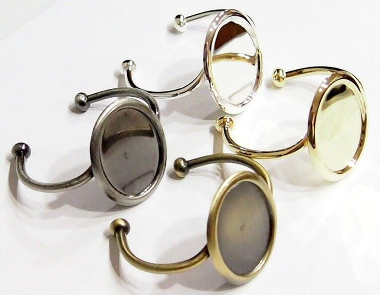 4 Colors 40x30mm Victorian Single Banded Cuff Bracelet Settings for Cabochon