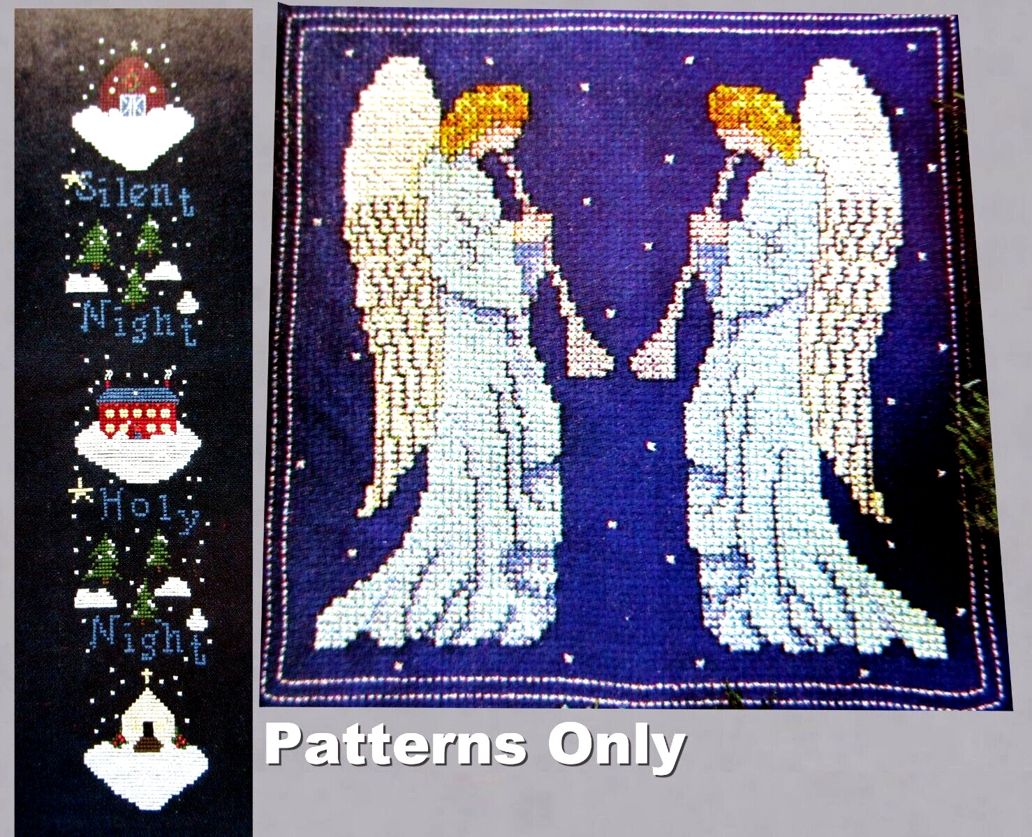Silent Night Bellpull Sounds of A Pair of Angels CROSS STITCH PATTERNS