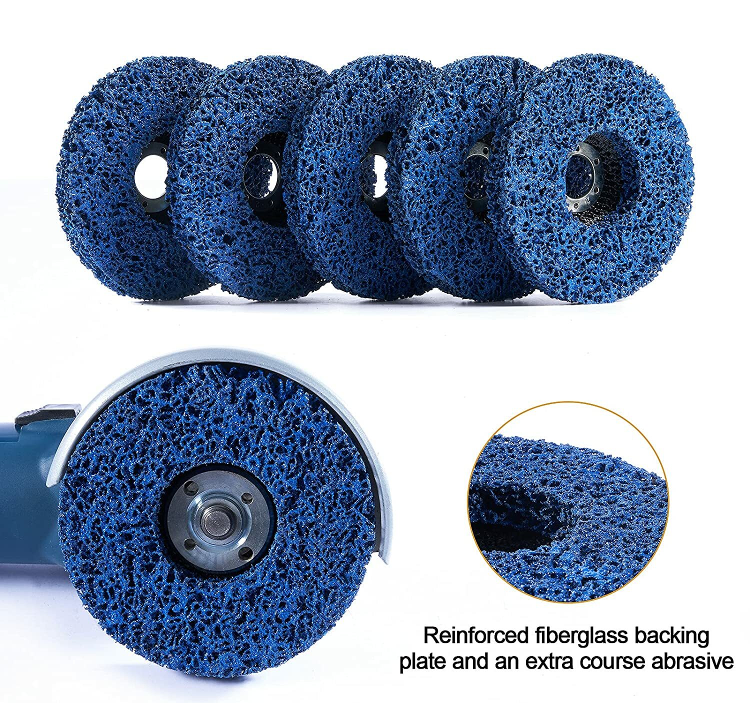 5PCS 5" x 7/8" Blue Strip Clean Disc Paint Stripping Rust Removal Sanding Wheels