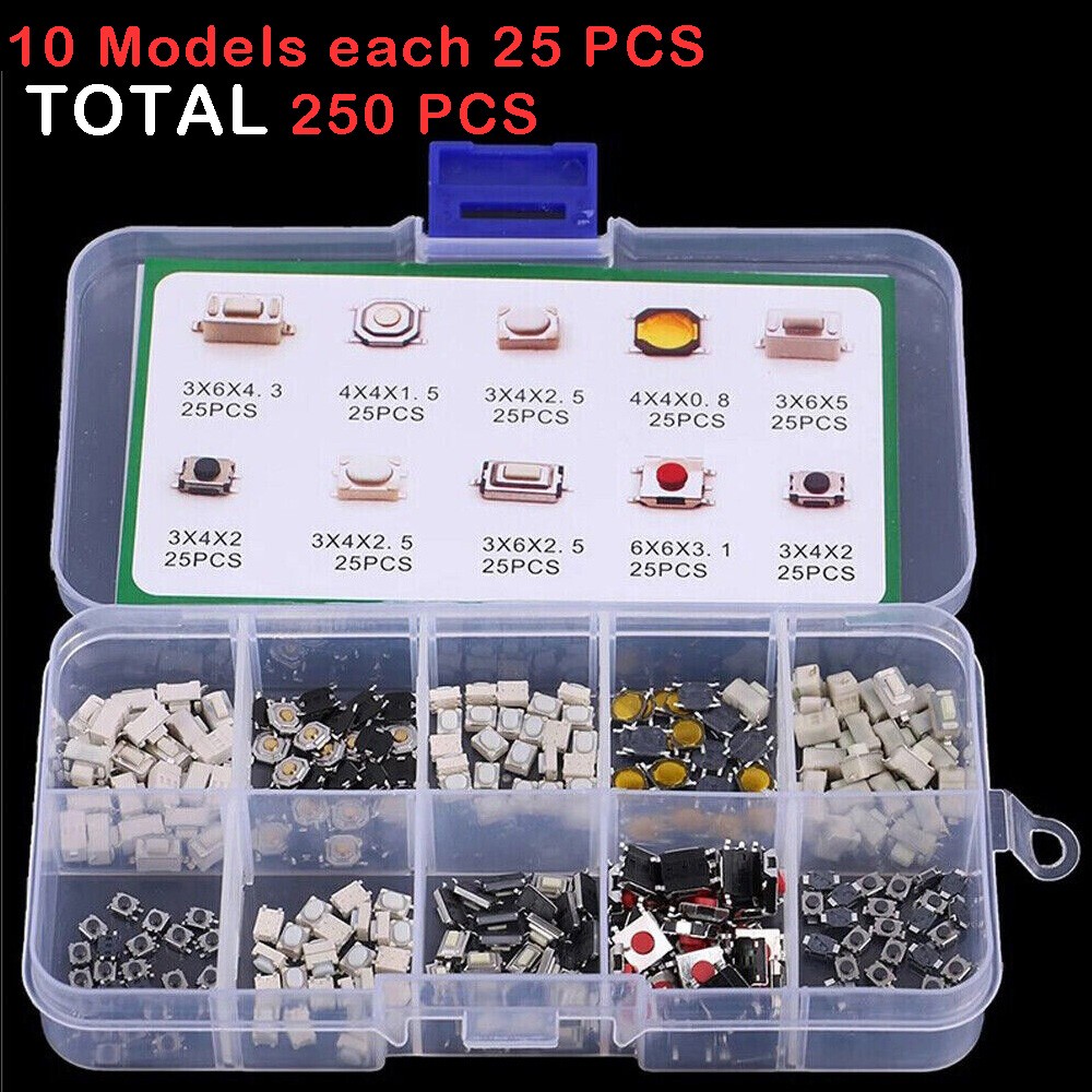 250pcs Car Micro Switches for Mini Remote Key Fob Push Button Repair Kits Tools