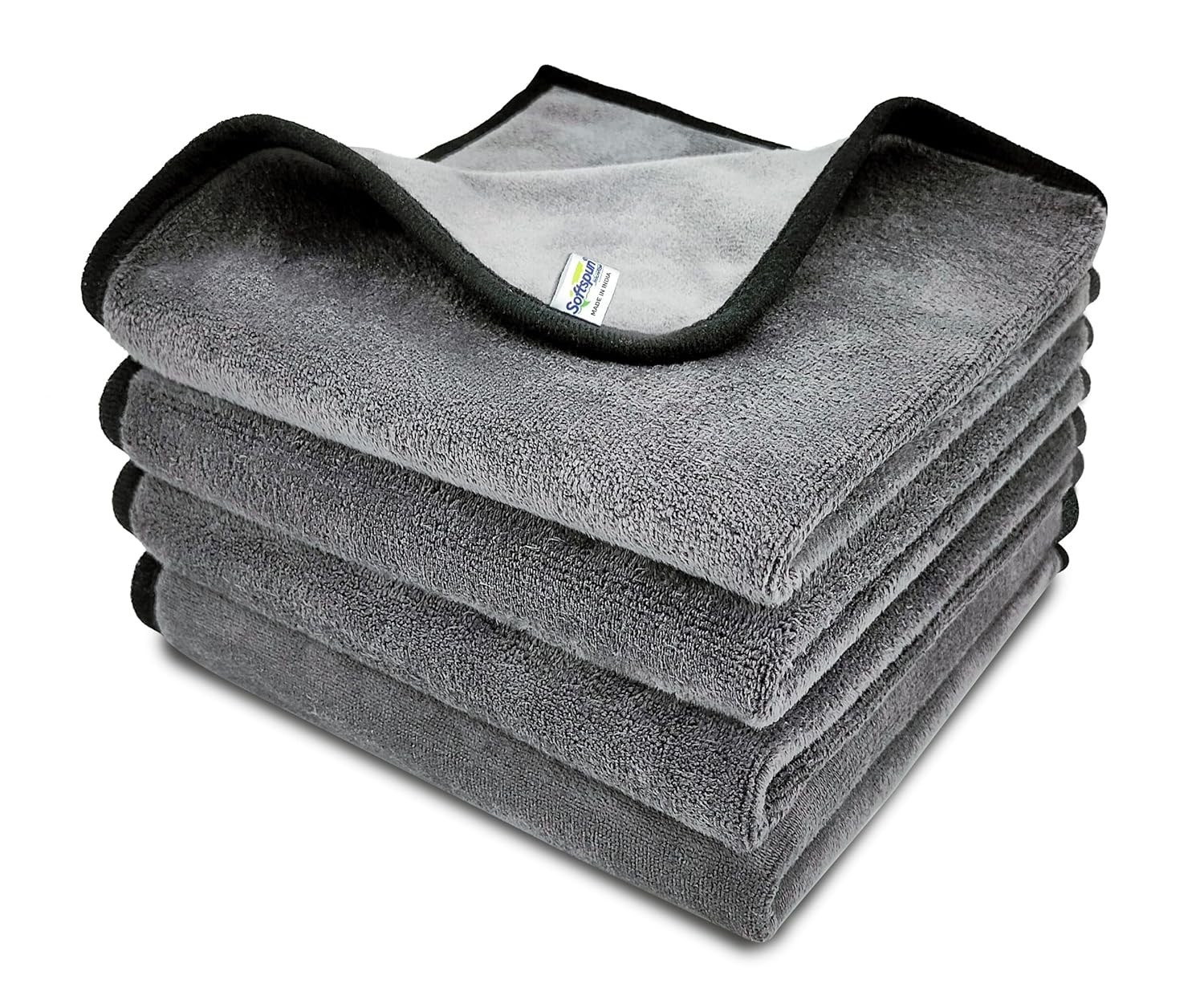 Car Cleaning Towel/Clothes with Silk Banded Edges 500 GSM 40X40 cms Pack of 4