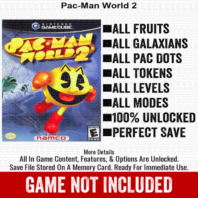 Pac-Man World 2 100% Nintendo GameCube Memory Card Save CHEATS
