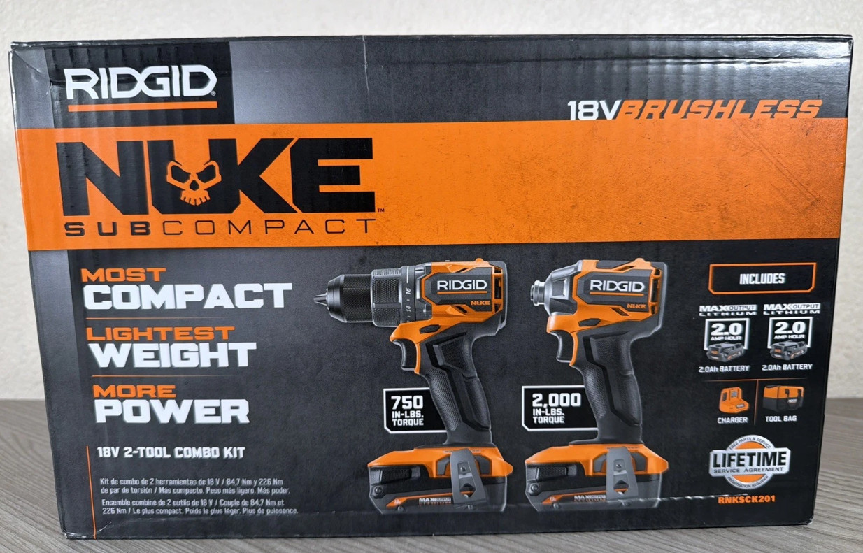 RIDGID Nuke 18-volt Subcompact Combo Kit Drill/Driver Impact RNKSCK201 New