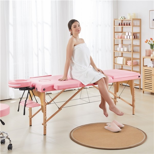 Adjustable Folding Massage Bed Portable Salon Bed Spa Table with Headrest, Used