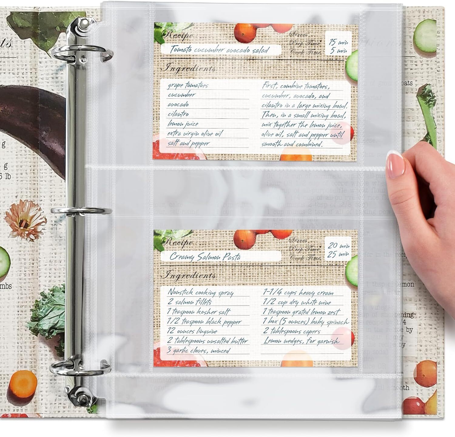 Recipe Card Protectors 4x6, Pack of 8.5 x 11'' - 2 Pocket, 4 X 6'' - 2 Pocket
