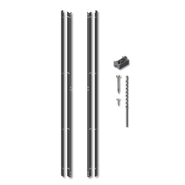 72 In. Black Galvanized Steel Adjustable Slat Fence Frame Kit