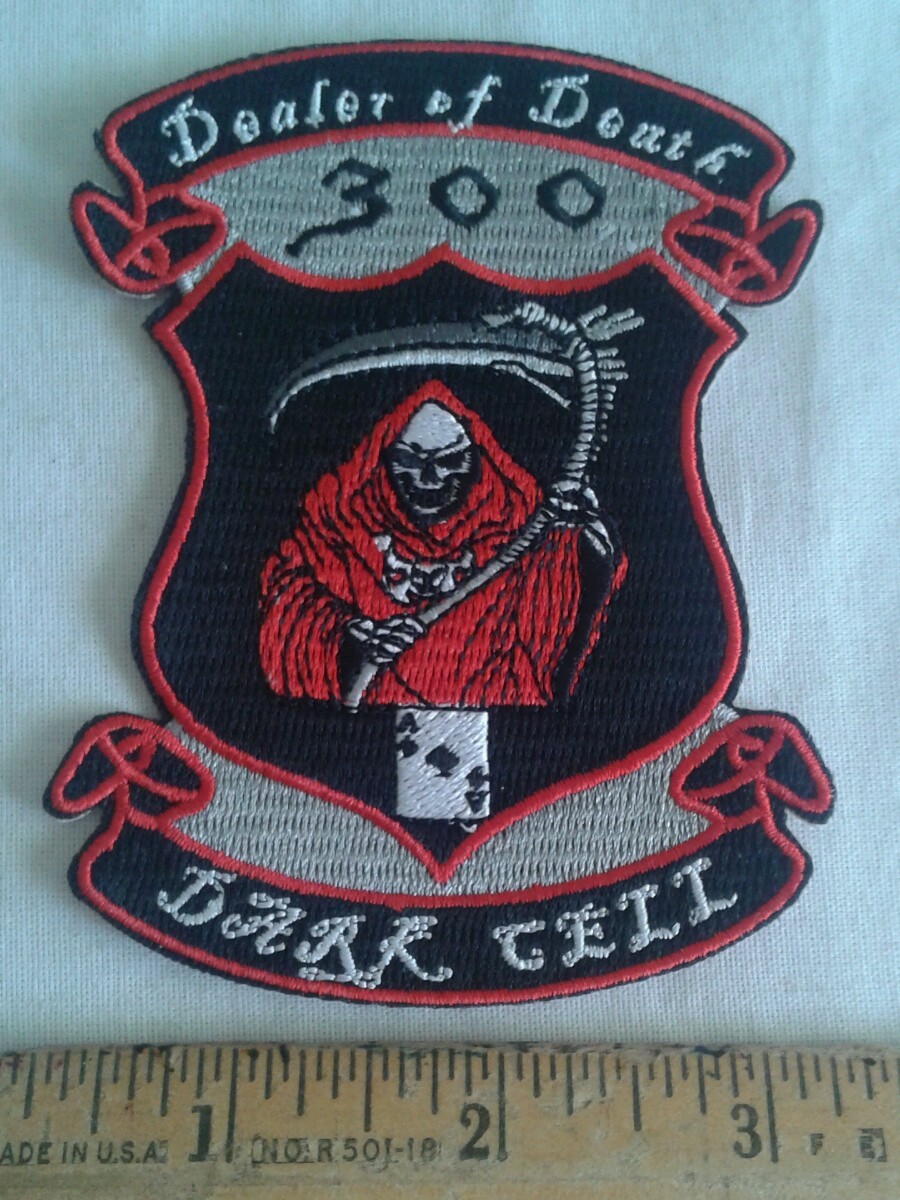 Dealer of Death 300 Dark Cell Motorcycle Biker Patch Ace of Spades Grim Reaper