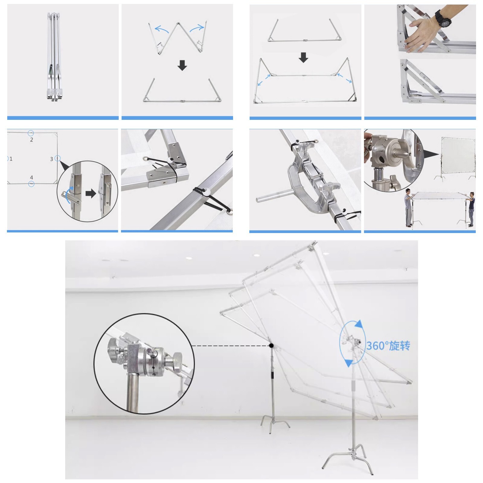 8'x8' 2.4x2.4m Butterfly/Overhead Frame Detachable Foldable Kit