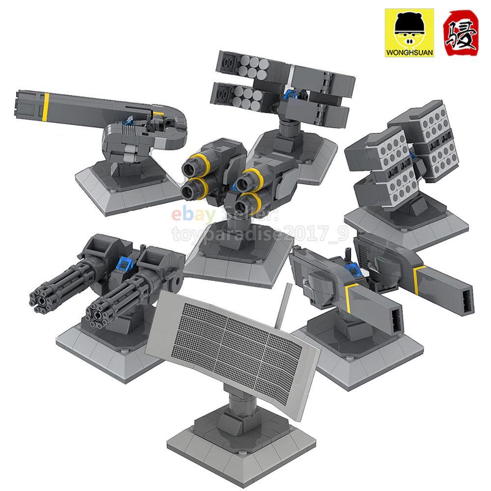 Military Army Gatlin Missile Railgun Rocket Cannon Fort Turret Radar Base Set