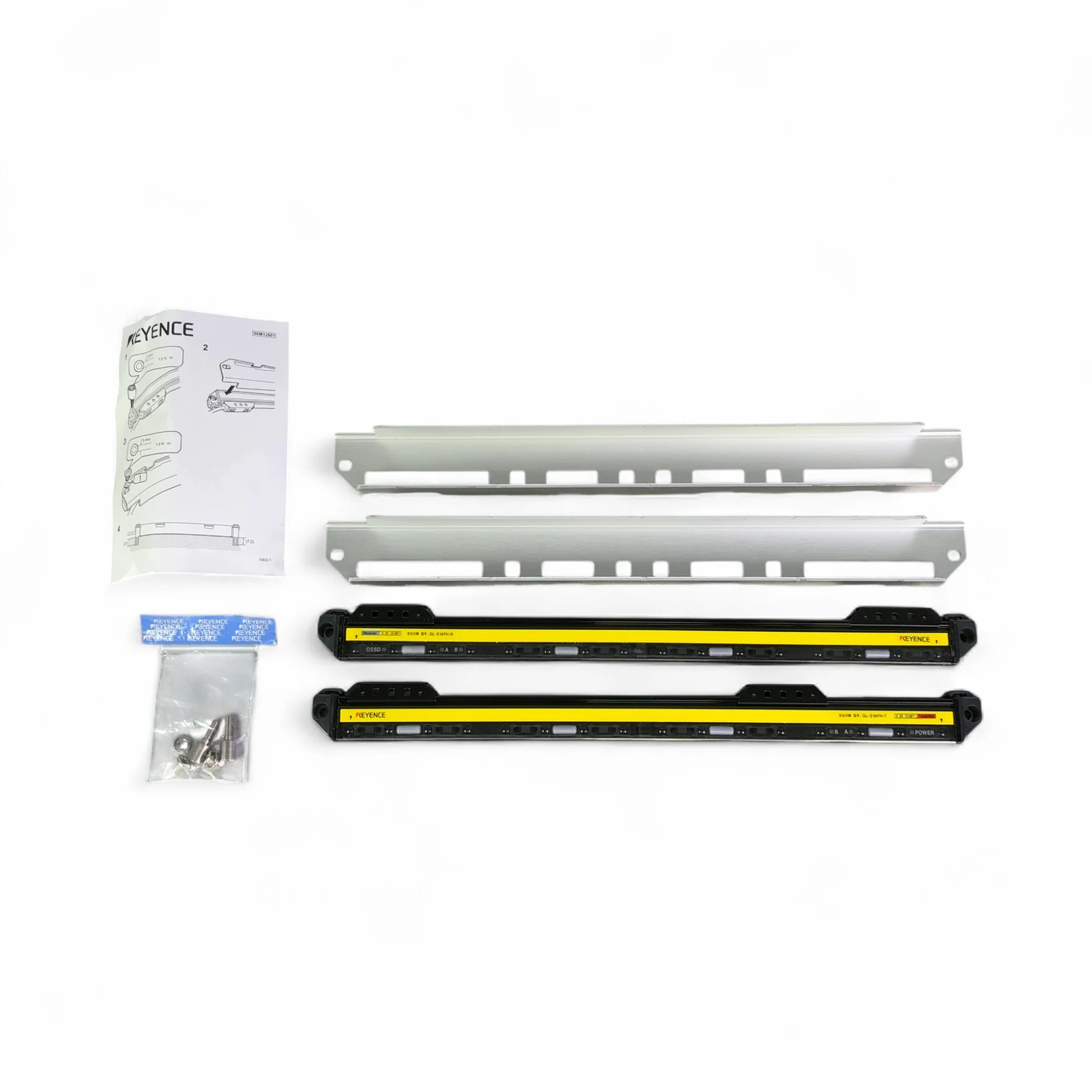 KEYENCE Light Curtain Kit with Mounting Hardware GL-S16FH-T GL-S16FH-R USED BO!
