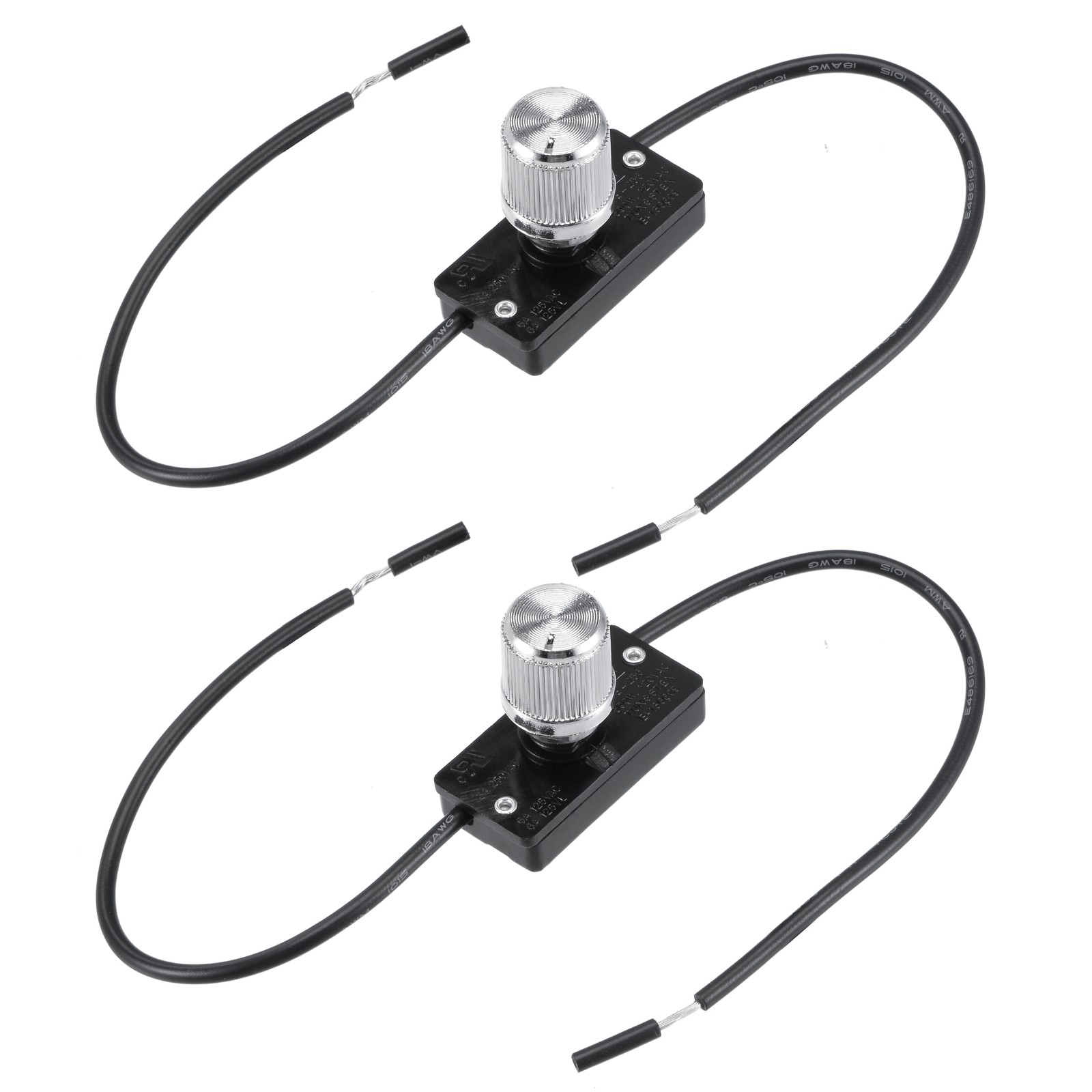Pack of 2 Canopy Switch Rotary Style Low-High-Off Dimmer Knob with Wire