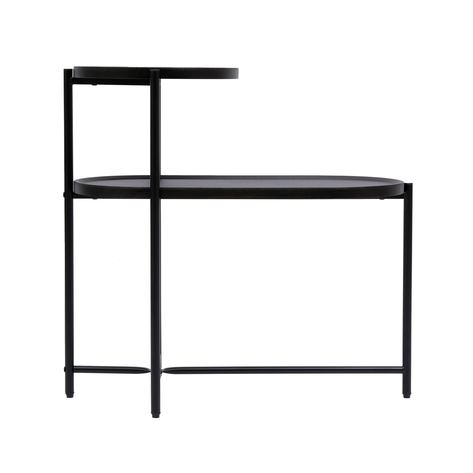 Round Coffee Table with Storage Tray 2 Tier End Tables Wooden Small Side Table