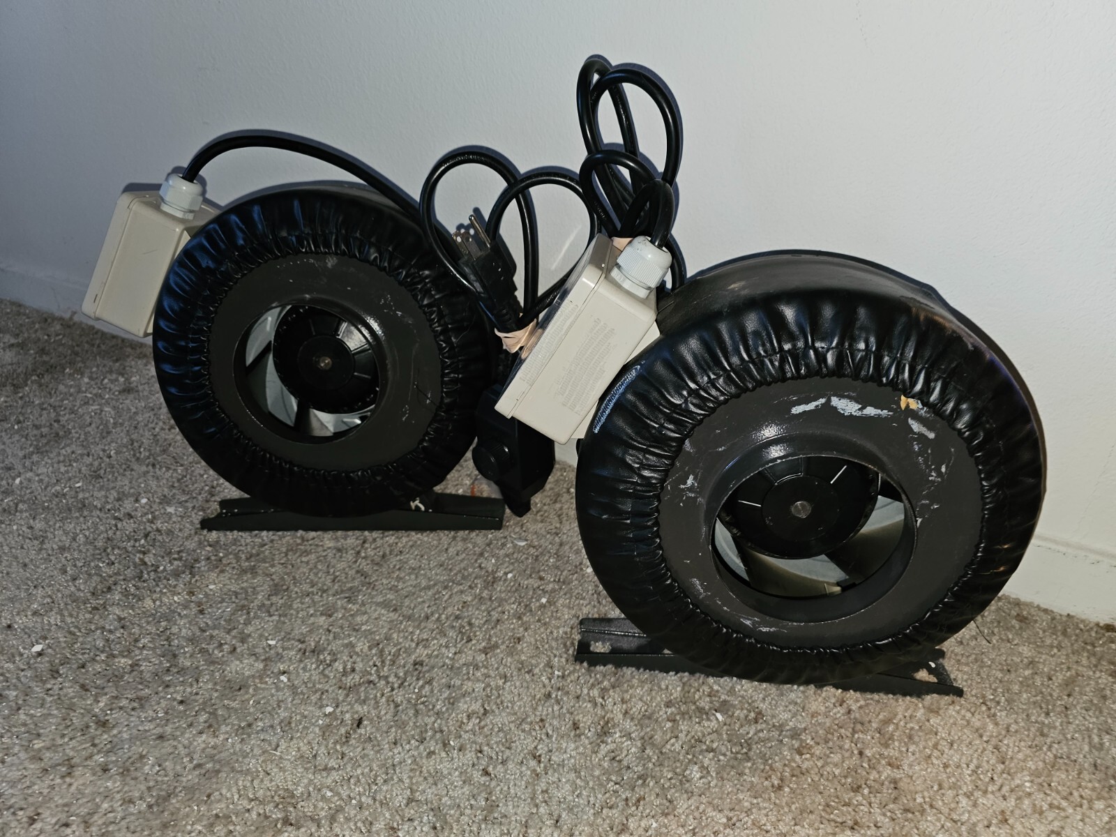 HMI405 Inline Air Duct Fan Pair 188 CFM Pair Tested and Working 4"