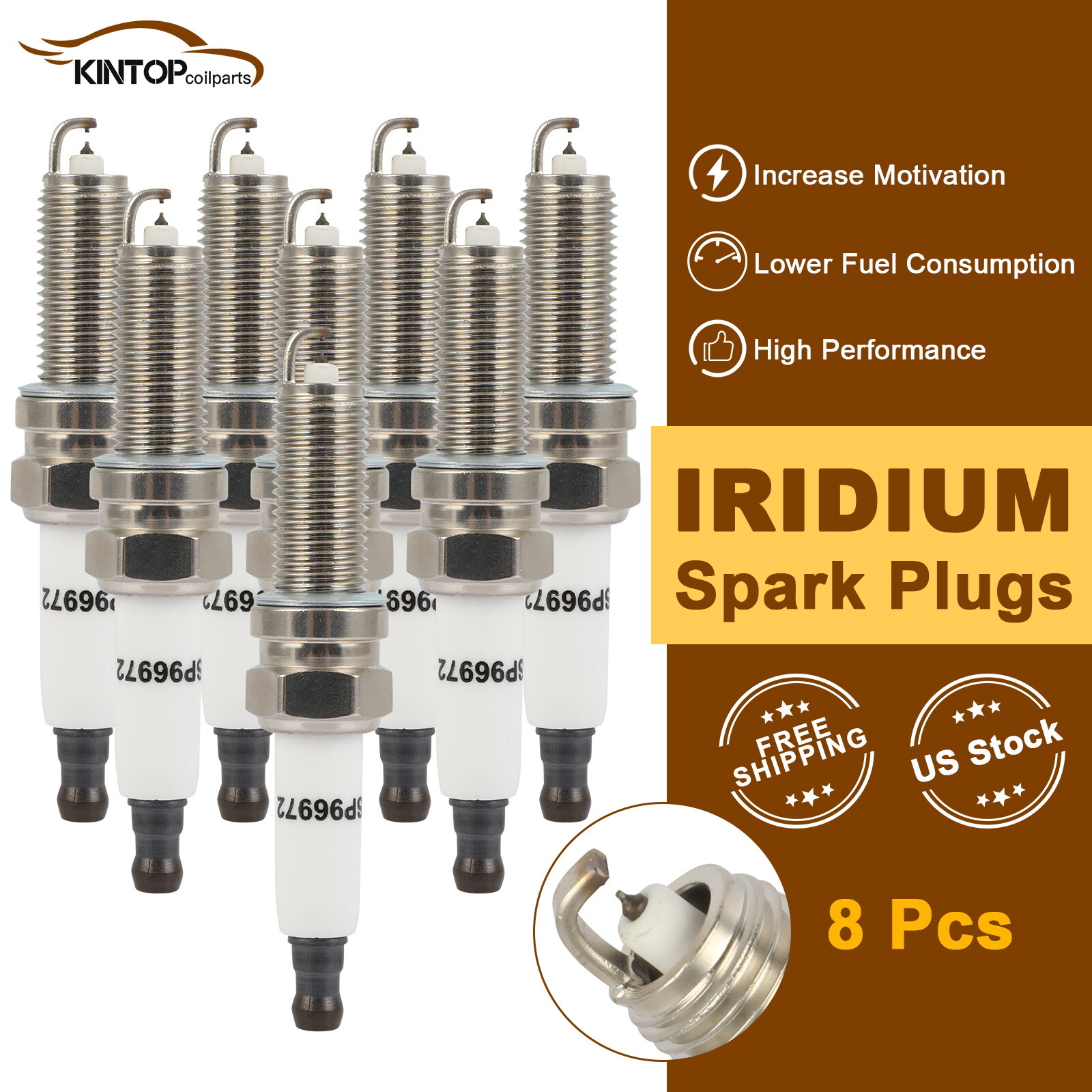 8x Double Iridium Spark Plugs For Genesis G80 Genesis G90 2017-2020 5.0L 96972