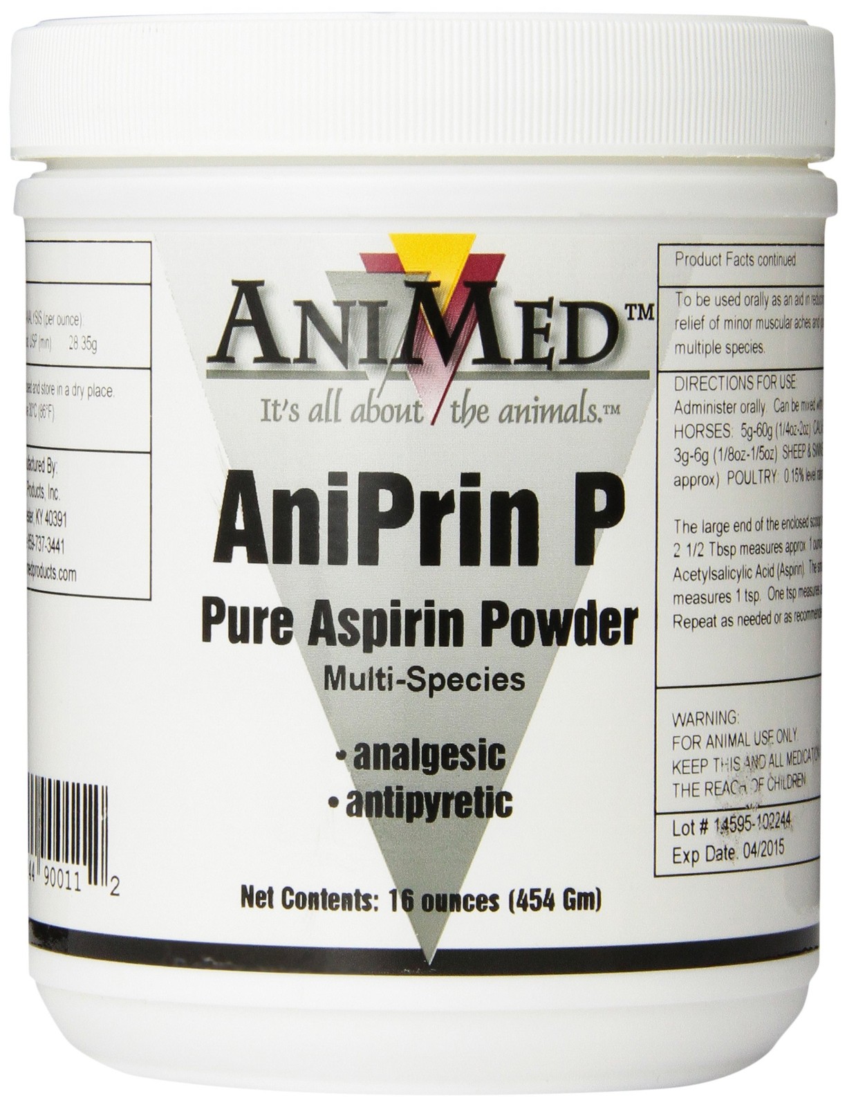 Aspirin Powder 16 oz Pain Relief for Horses and Livestock