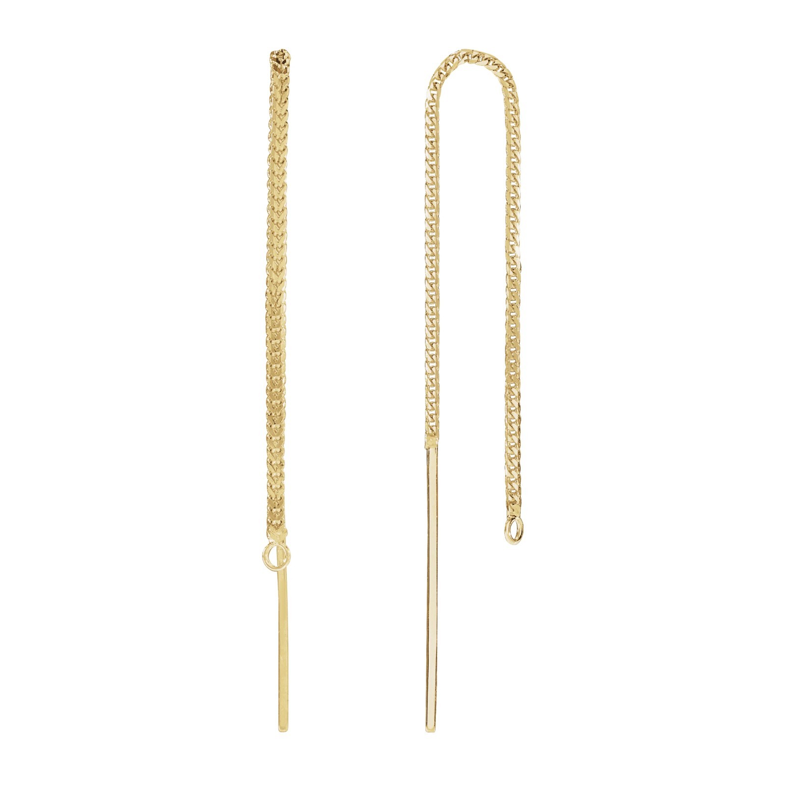 14K Solid Gold Franco Chain Ear Threader