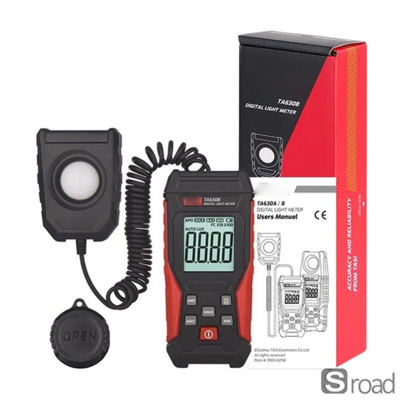 Digital Light Meter, 0.1-200,000 LUX, Backlit LCD, Lux/FC Switch