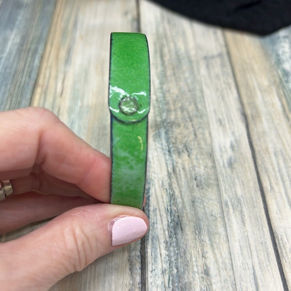 Enamel on copper bangle bracelet artisan size 8”