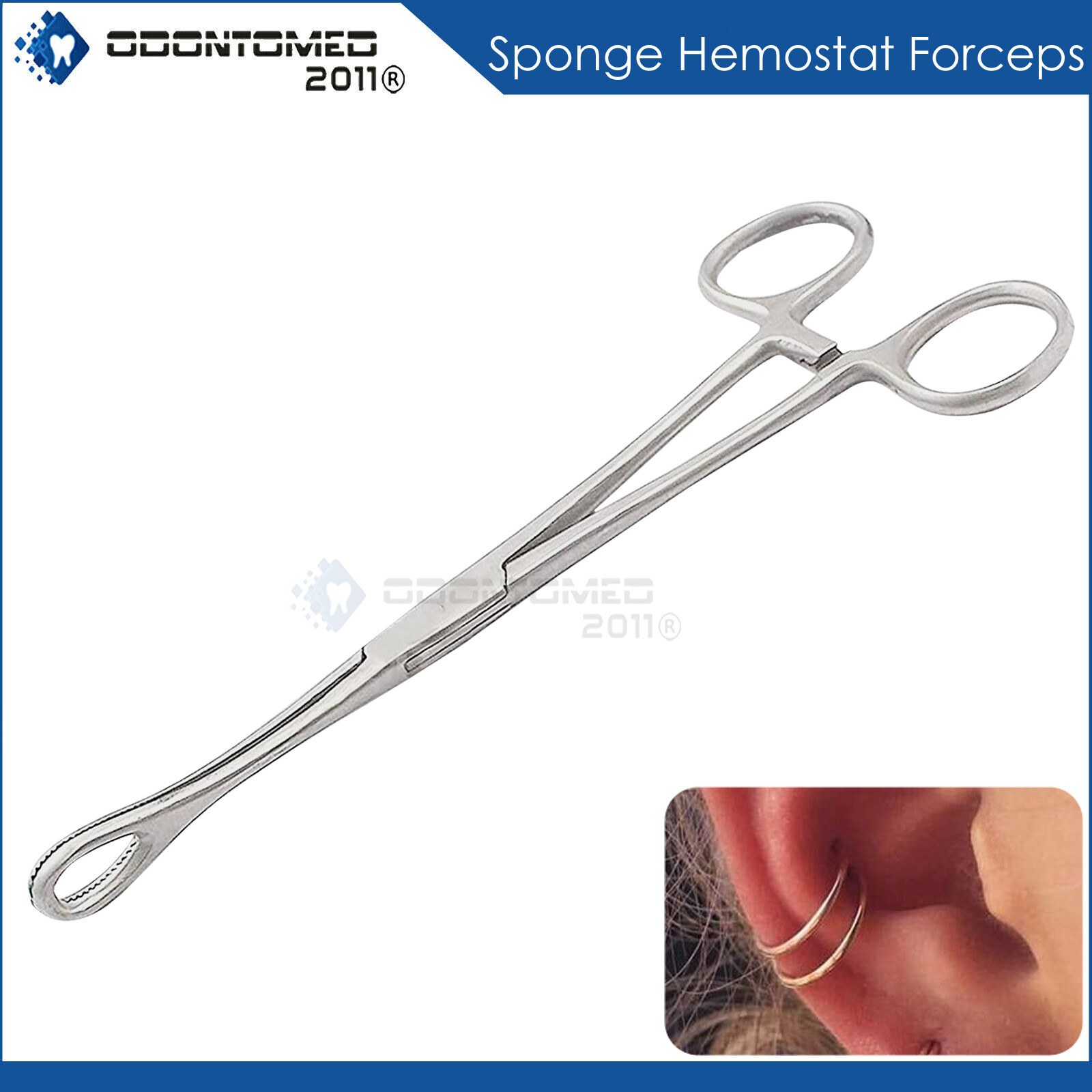 ODM Body Piercing Forceps Kit Hemostat Sponge Clamp 7" Straight New