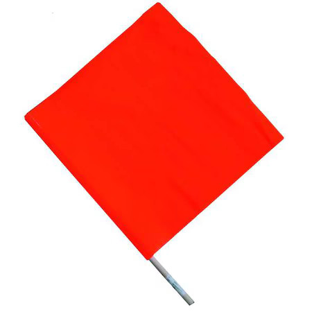 Zoro Select 1Ekr7 Handheld Warning Flag, Orange, Vinyl, 24 In Wood Dowel, 1Ekr7