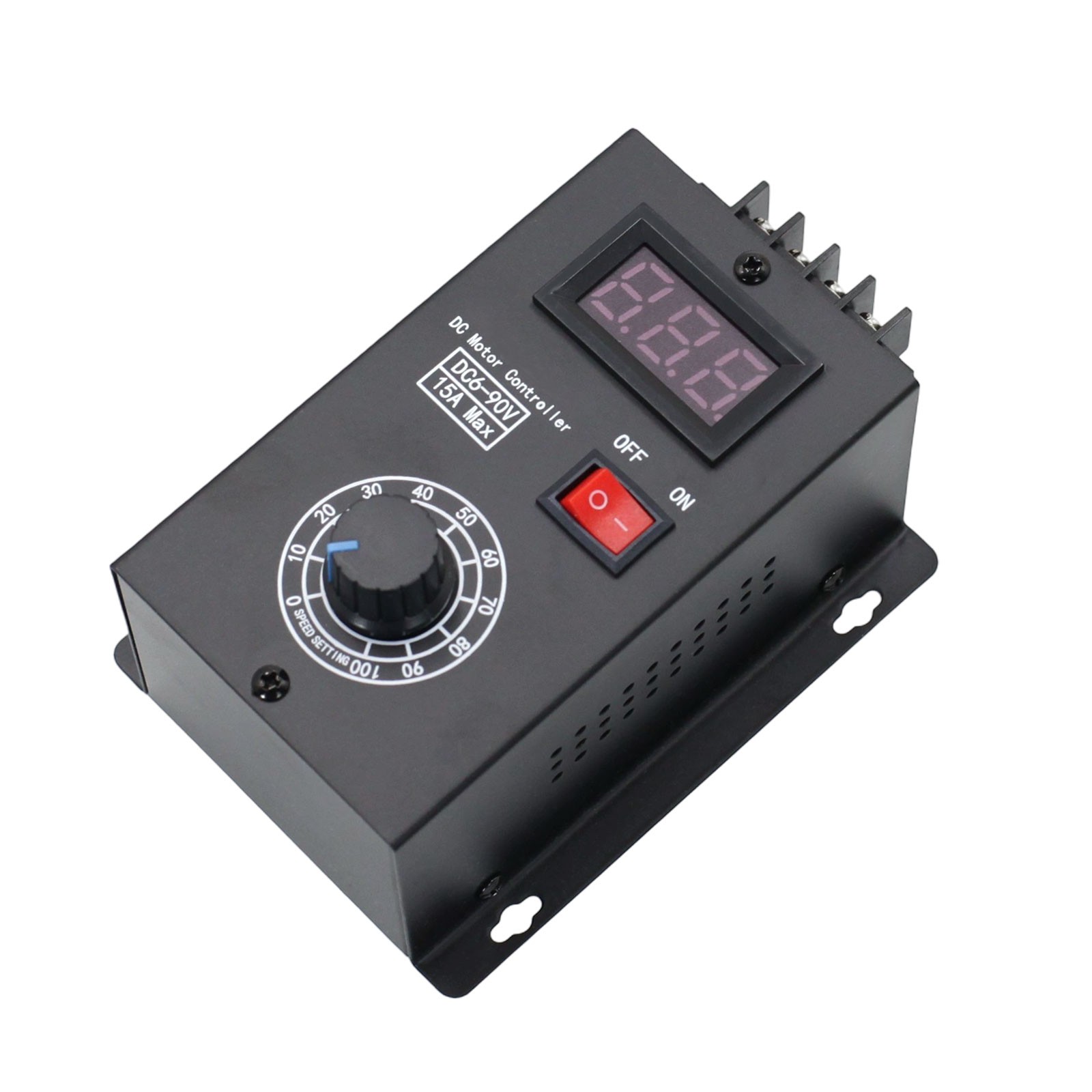 DC 6V - 90V PWM Motor Speed Controller Digital Voltage Regulator Switch 15A Fuse