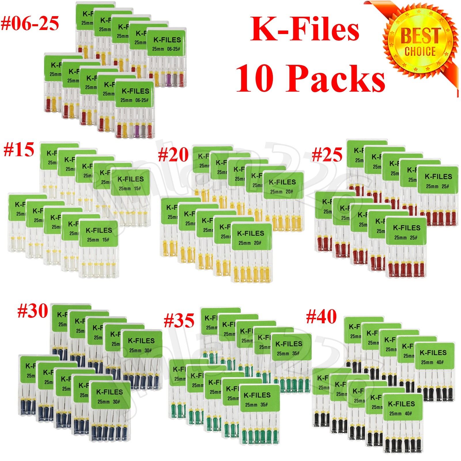60Pc Dental Endo Files Root Canal K-files Stainless Stee #15 #20 Hand File 25MM