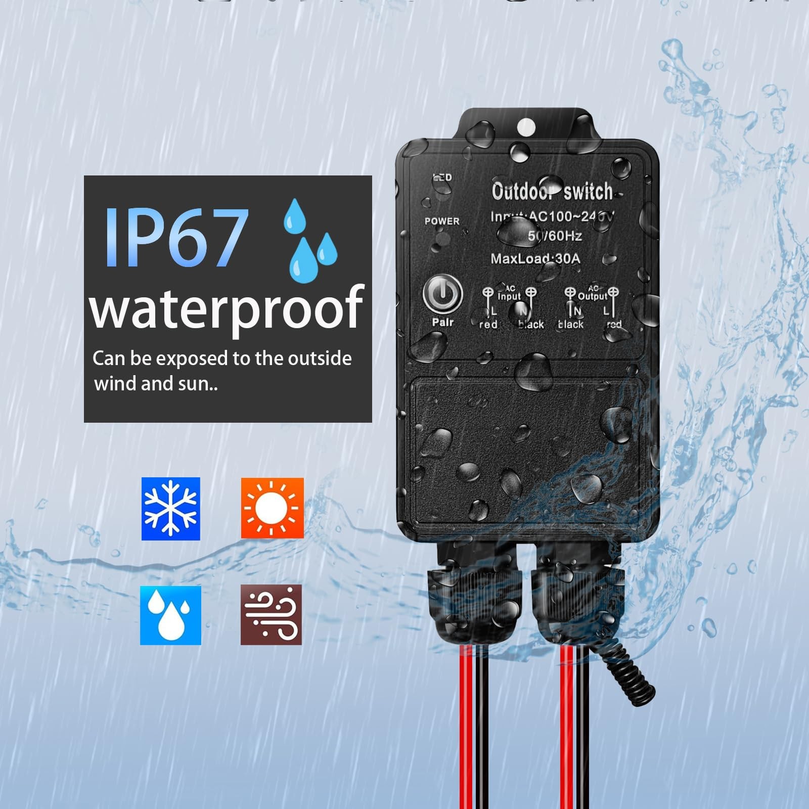 12V Remote Control Switch IP67 Waterproof DC8-80V 30A Relay 328FT Range