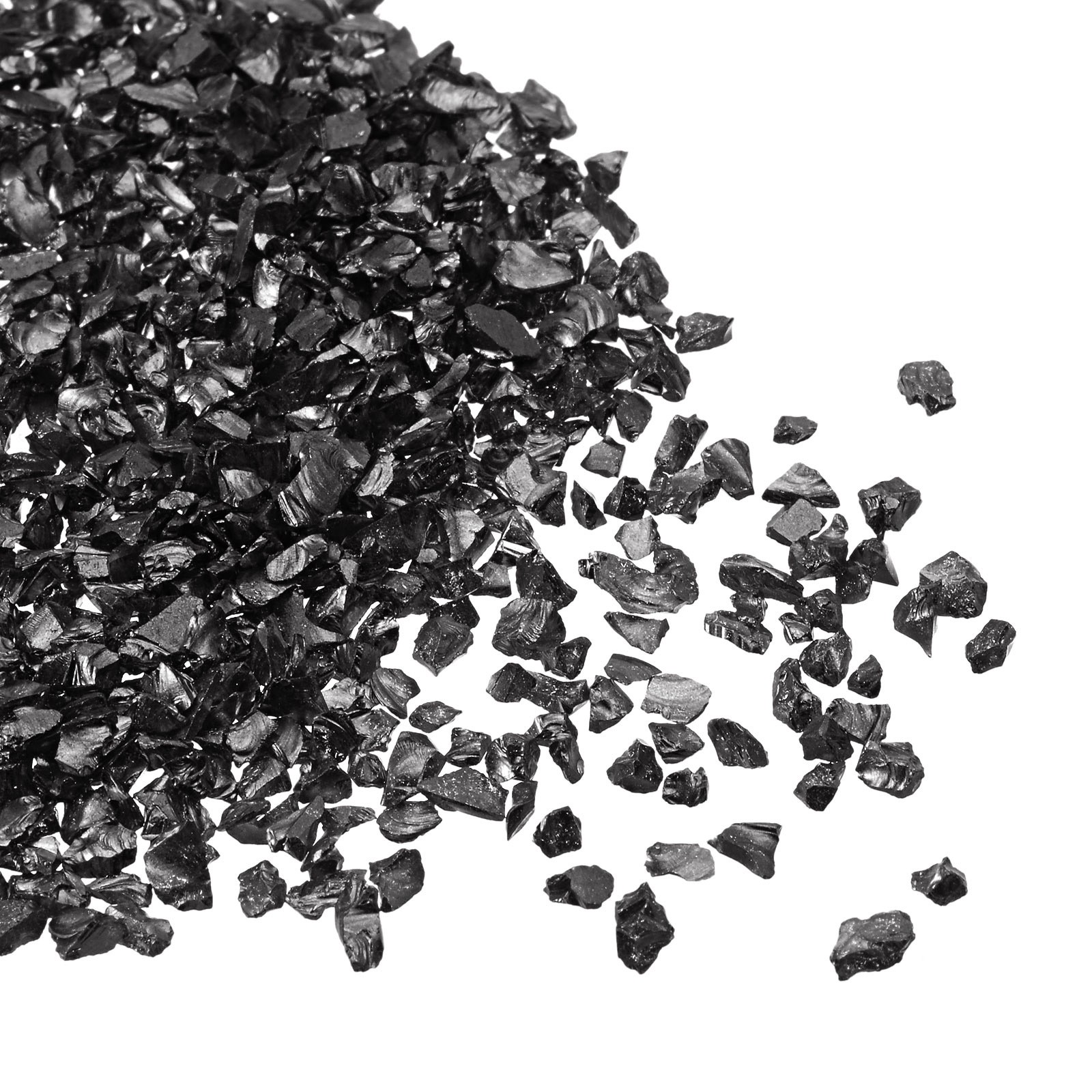 Crushed Glass Chips 2-4mm x 20g Irregular Metallic Glass Black