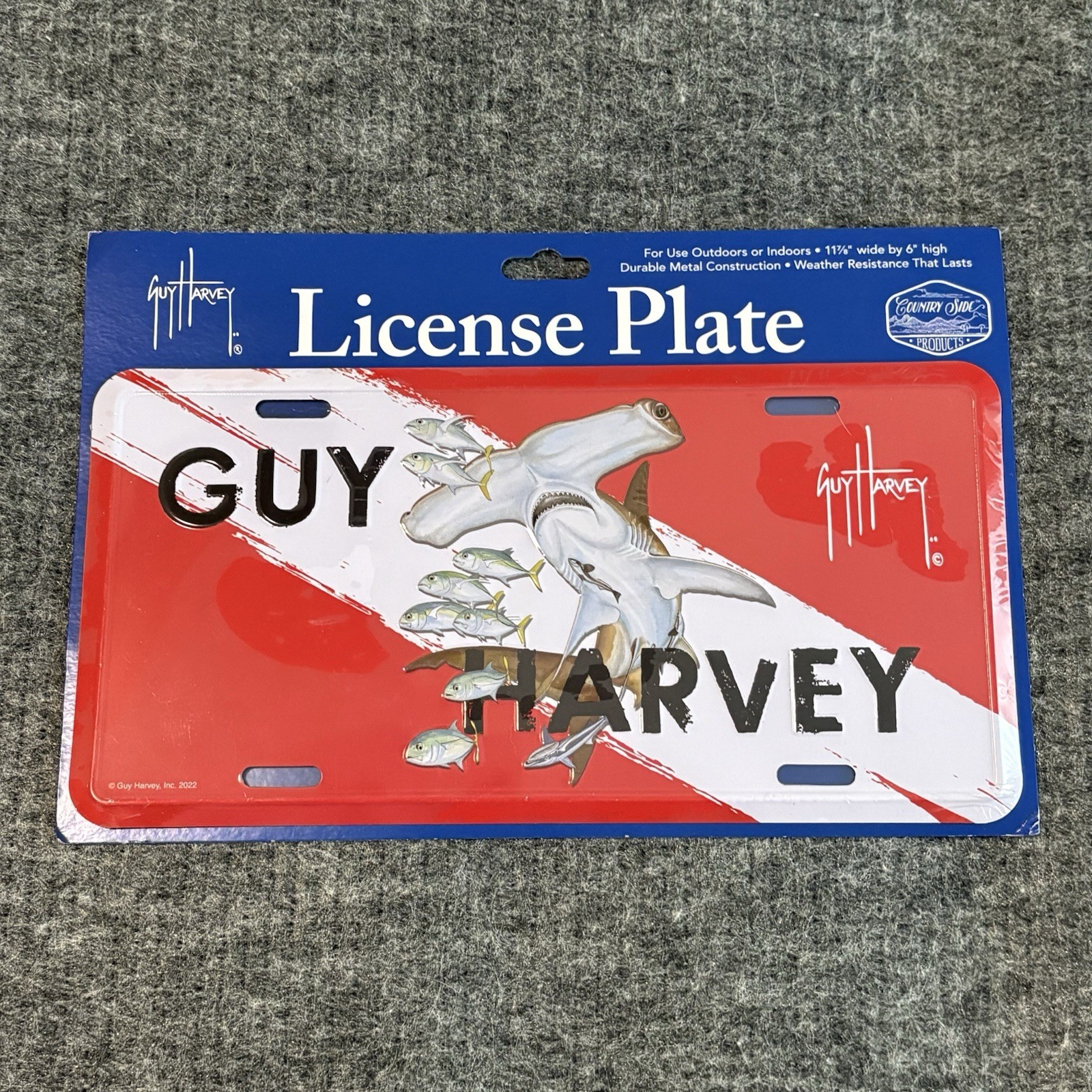 Guy Harvey Scuba Diver Dive Flag Hammerhead Shark Metal License Plate Tag