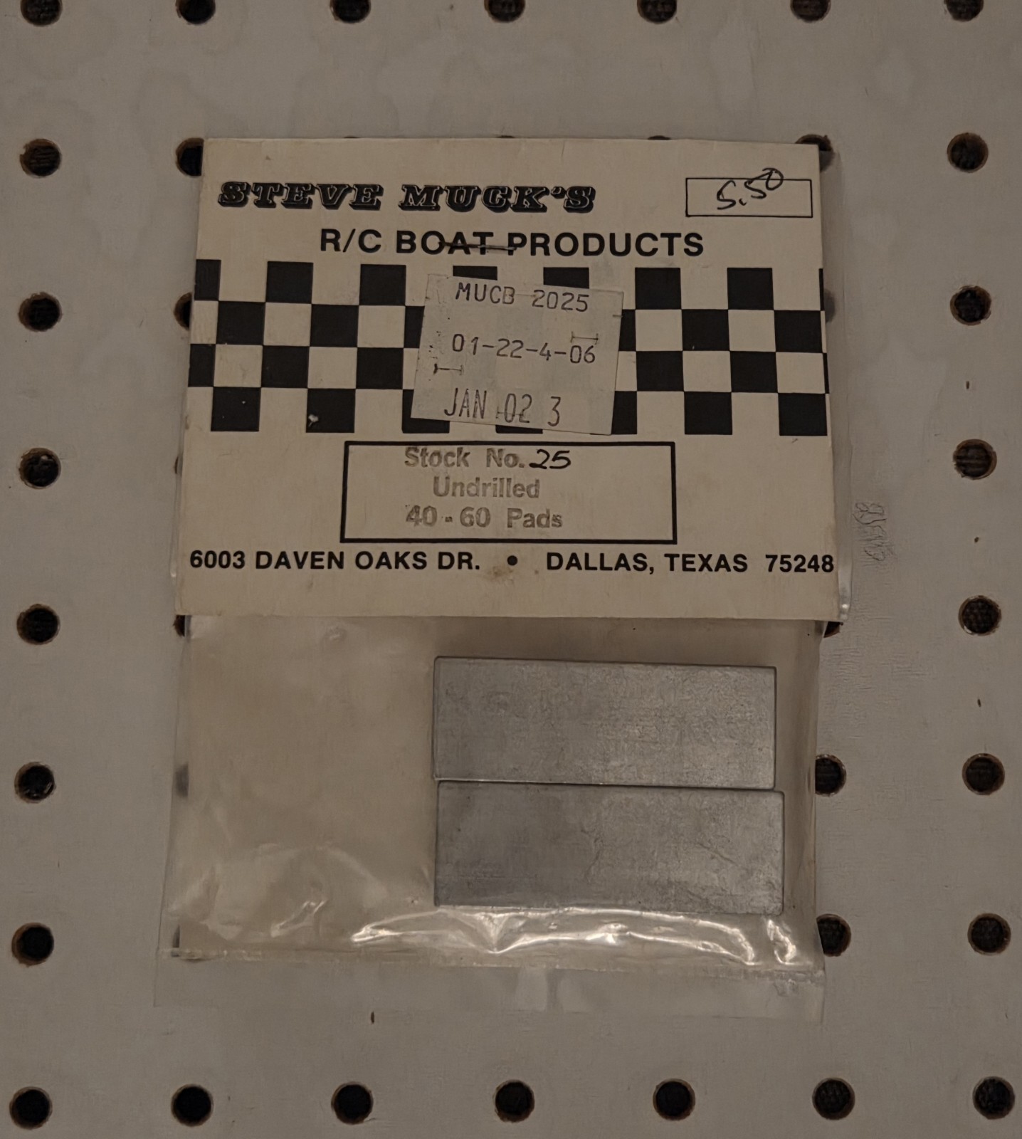 Steve Muck ~ Stock No.25 ~ Undrilled 40 - 60 Pads (2) Vintage NOS RC Boat Dumas